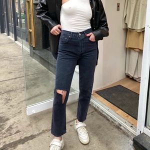 AGOLDE Riley High Rise Straight Crop in Contraband, size 23